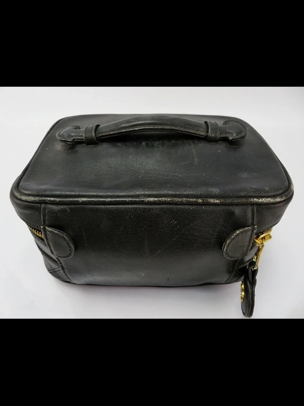CHANEL Black Quilted Leather Vanity Case with Gold Hardware